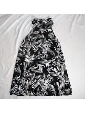 WHBM Outlet Black & White Palm Print Sleeveless Shirt Size 0